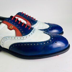 Vintage FootJoy Classics Golf Shoes Made in USA Red White & Blue Wingtips 11.5 D